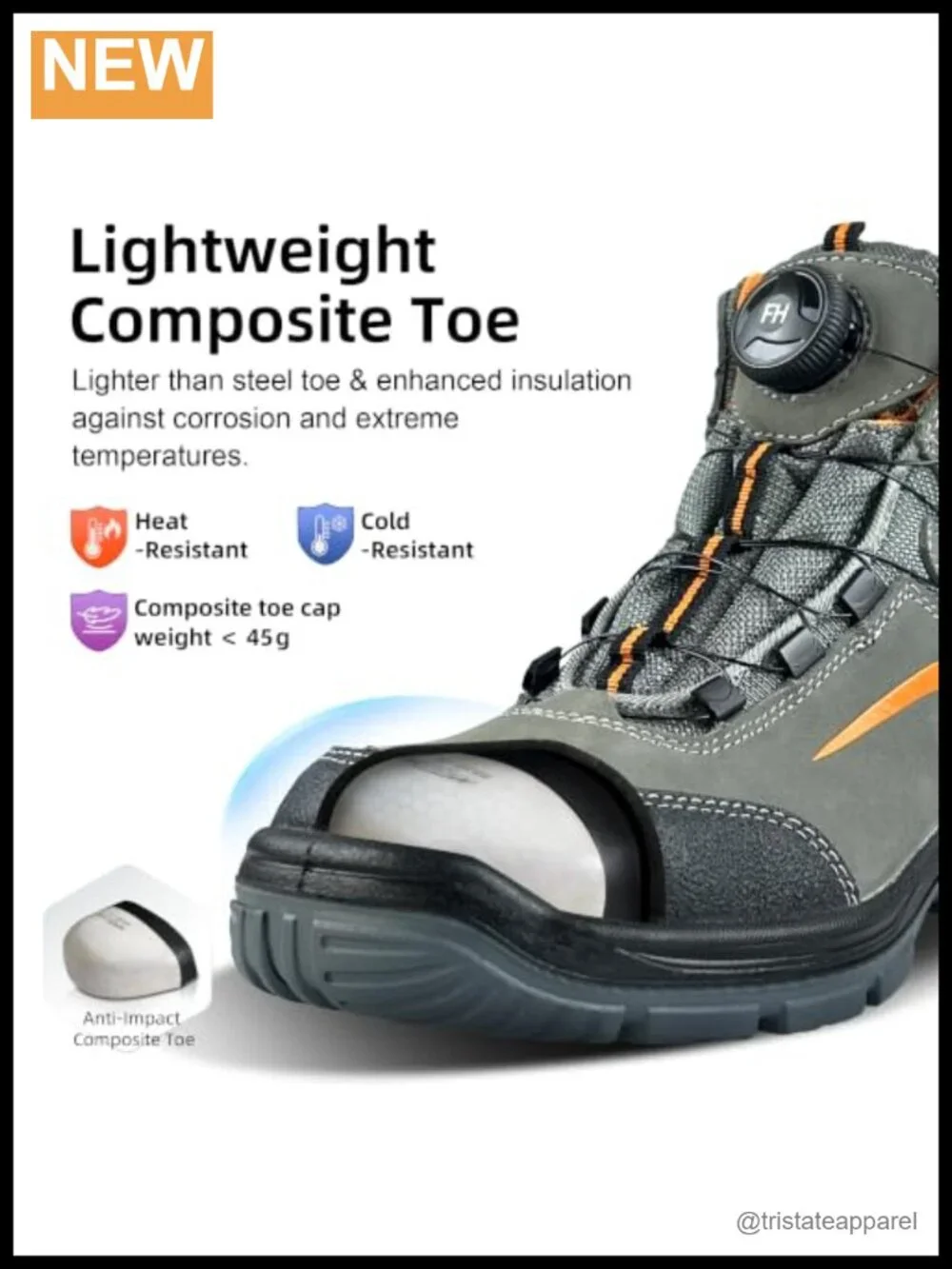 Waterproof Composite Toe Work Boots for Men - Lightweight Anti-Slip, 6KV EH